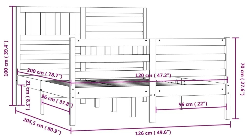 Giroletto Nero in Legno Massello 120x200 cm