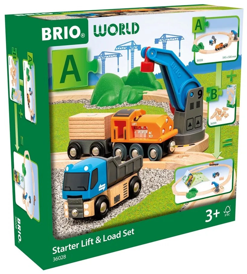 Brio - Set di mezzi da carico con gru