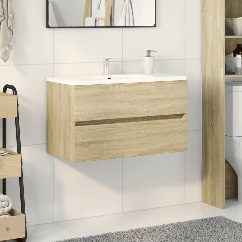 Mobile Lavabo Rovere Sonoma 80x38,5x45 Cm İn Legno Multistrato /