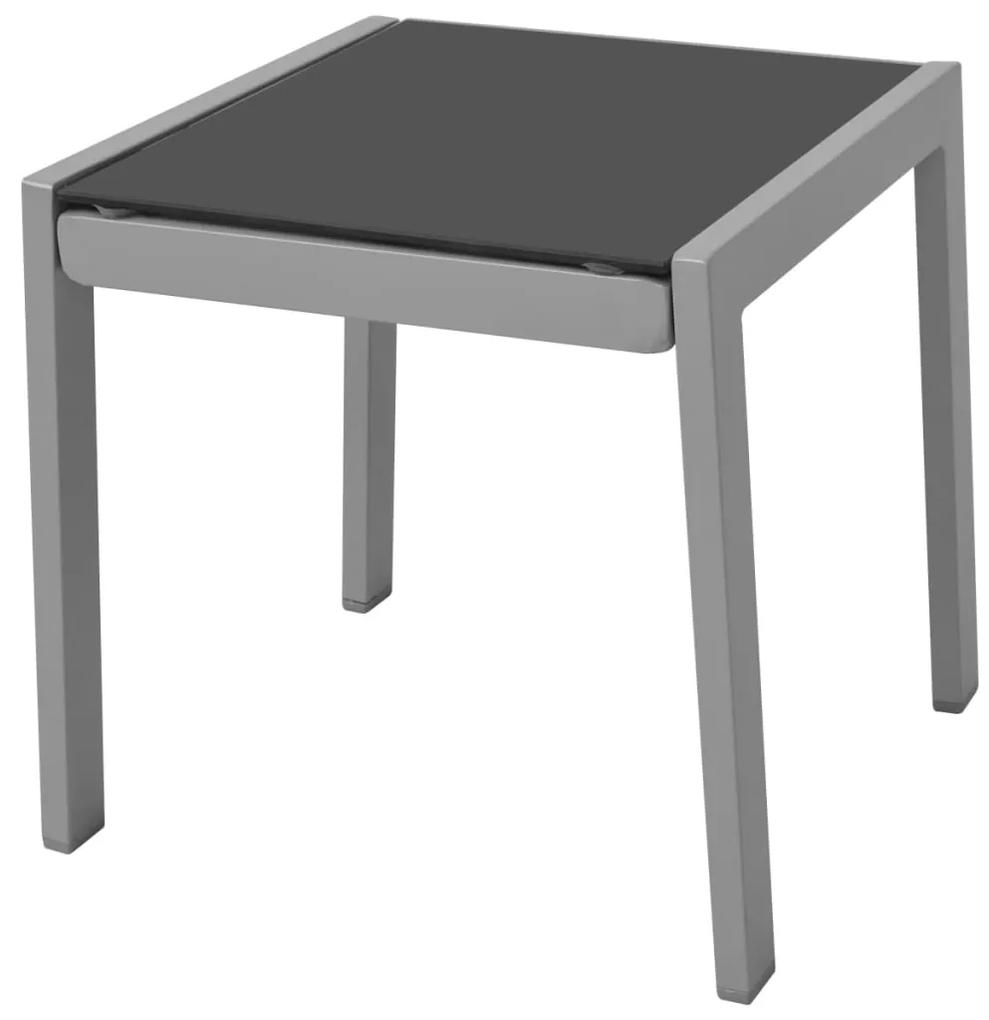 Lettini prendisole con tavolino in alluminio nero