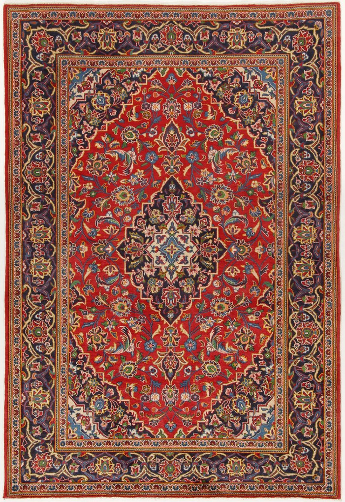 Kashan Tappeto 210x140 (Iran) Annodato A Mano