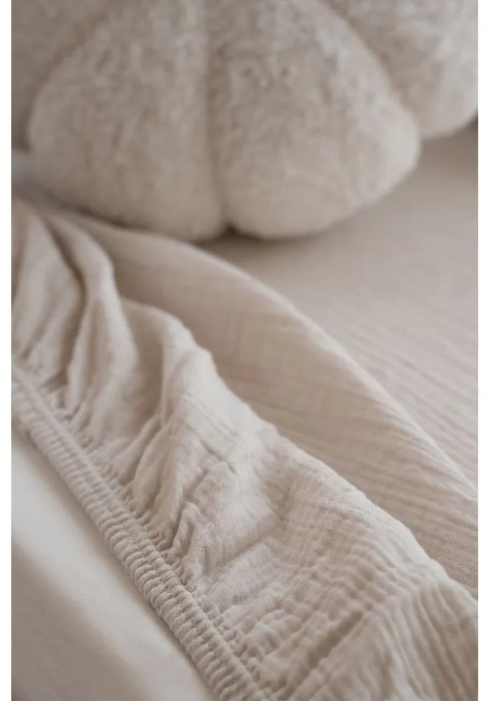 Lenzuolo con angoli per bambini beige in mussola per culla 60x120 cm Burumcuk – Mijolnir