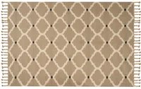 Tappeto di juta intrecciata in cotone naturale beige con nappe a motivo geometrico 200 x 300 cm stile boho camera da letto soggiorno