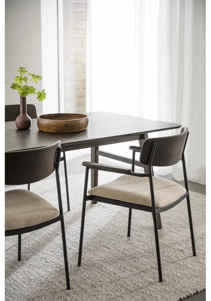 Sedie da pranzo color crema e marrone scuro in un set di 2 pezzi Maymont - Rowico