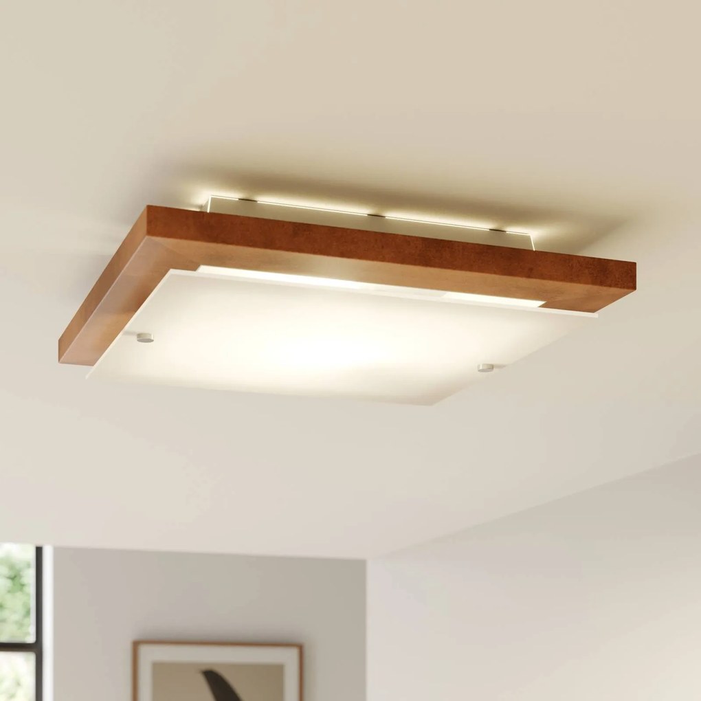 Plafoniera soffitto Kerio Envostar, dimmerabile, Legno scuro, Soggiorno / Sala da pranzo, Legno, Moderno, Plafoniera