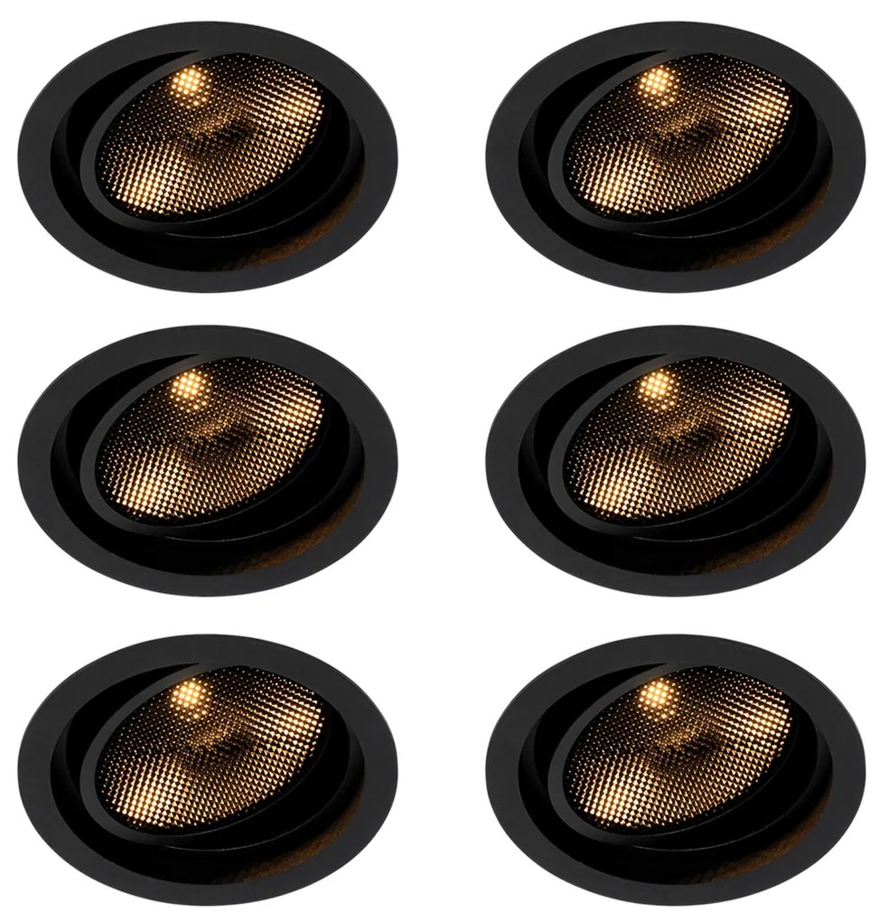 Set di 6 faretti da incasso moderni neri orientabili - Coop 111 Honey