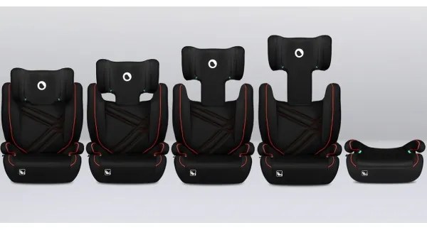 Lionelo - Seggiolino auto HUGO i-Dimensioni 100-150 cm nero/rosso