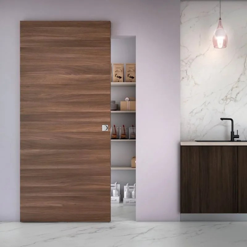 Porta scorrevole Space Cacao Quadra in legno, L 101 x H 230 cm, con binario Invisibile