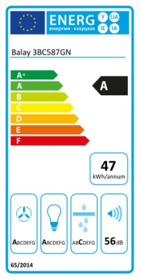 Cappa Classica Balay 3BC587GN 80 cm 680 m3/h Touch Control 56 dB Nero