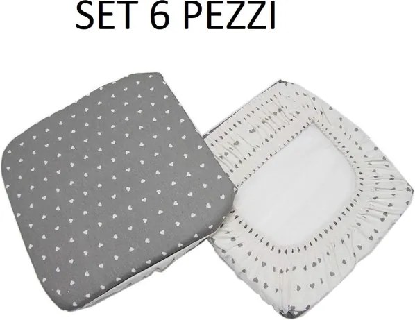 Cuscino Coprisedia Mollettone imbottito con fascia elastico GRIGIO FANT.CUORE SET 6 PEZZI