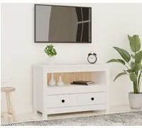 Mobile Porta TV Bianco 79x35x52 cm in Legno Massello di Pino cod mxl 19819