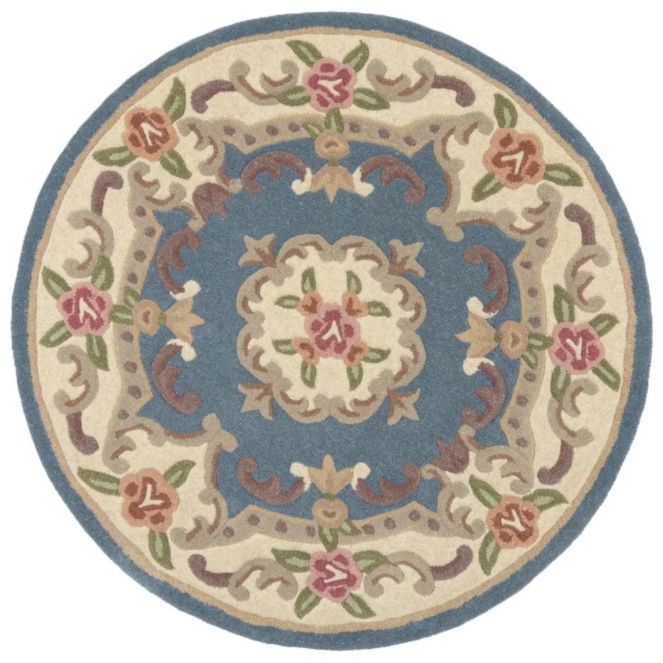 Tappeto rotondo in lana blu ø 120 cm Aubusson - Flair Rugs