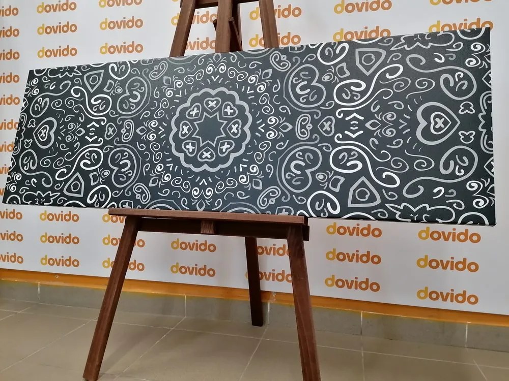 Stampa su tela – Mandala dell'amore in bianco e nero