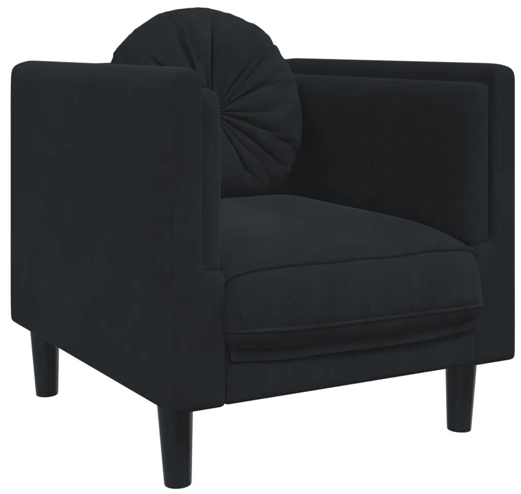 Set di divani 3 pz con cuscini nero in velluto