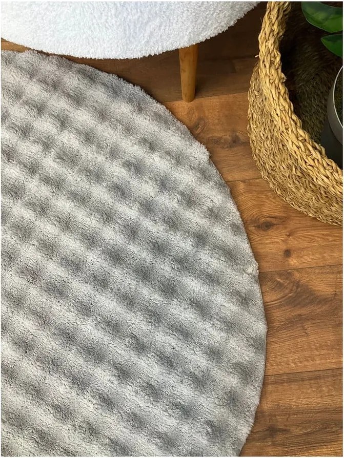 Tappeto grigio rotondo lavabile ø 120 cm Bubbly - Oyo Concept