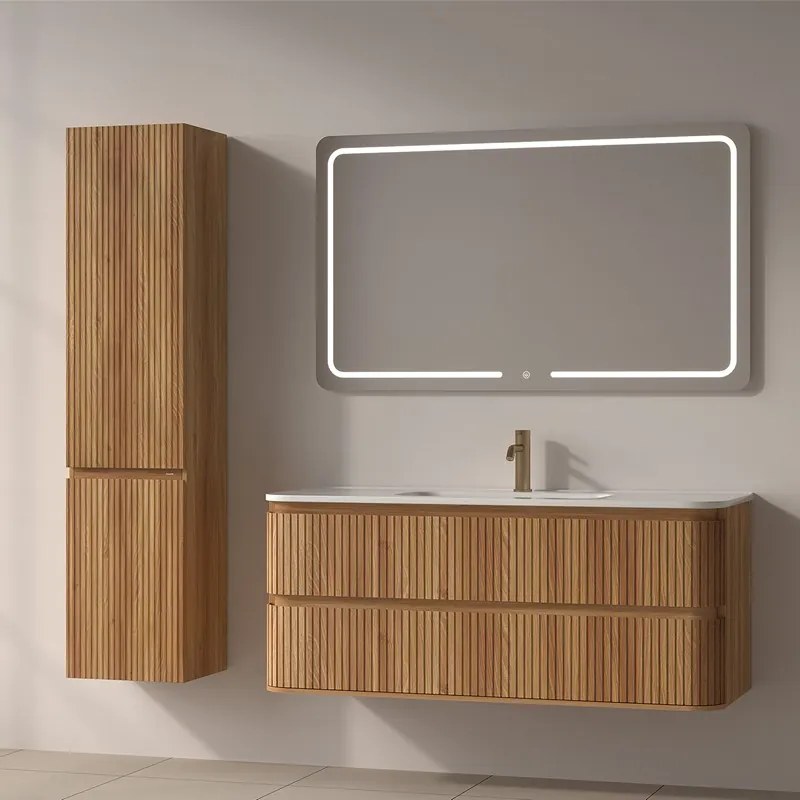 Mobile bagno cannettato 120 cm con lavabo in ceramica | KAM-NORTH-120C - KAMALU