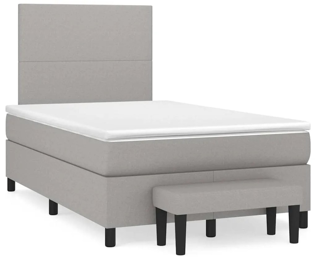 Giroletto A Molle Con Materasso Grigio Chiaro 120x190cm Tessuto /
