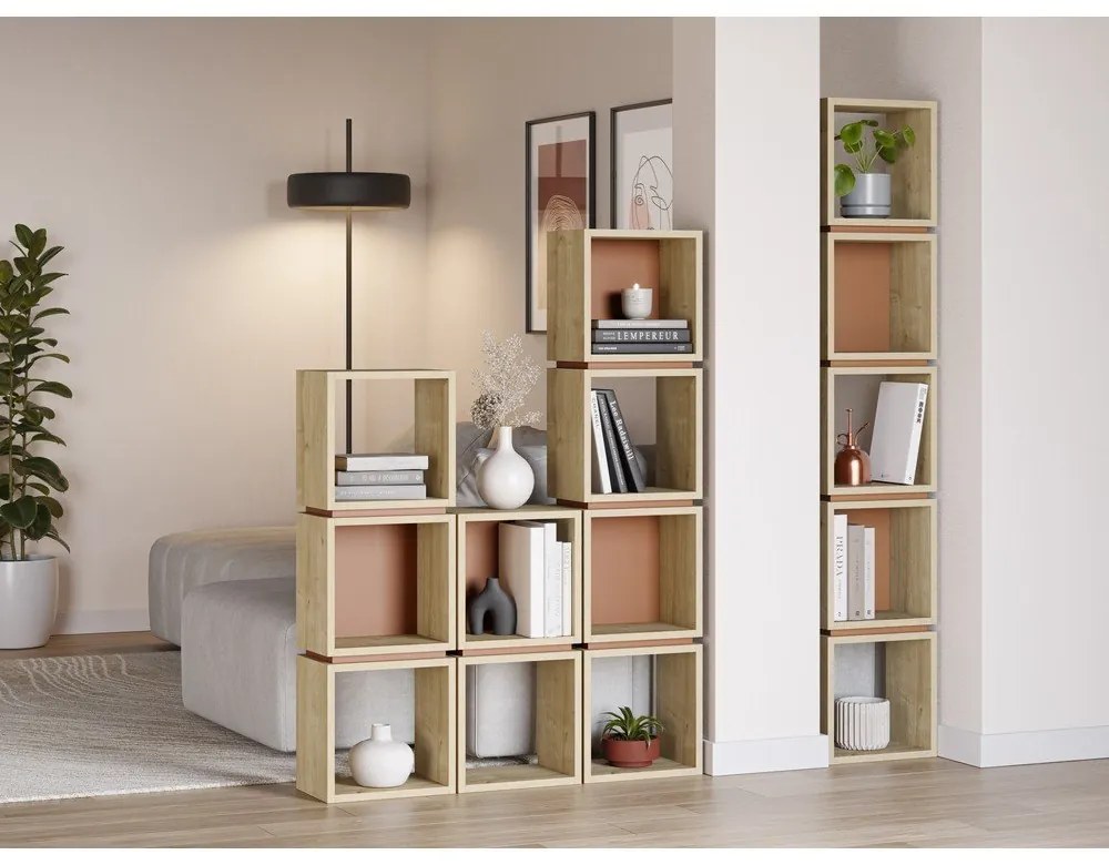 Libreria in rovere decorato color mattone-naturale 32x167 cm Lofty - Marckeric