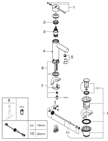 GROHE 23379001 - Miscelatore lavabo ESSENCE, misura S, cromo lucido