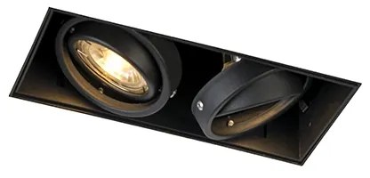 Faretto da incasso nero GU10 dimmerabile orientabile e girevole senza cornice 2 luci - Oneon