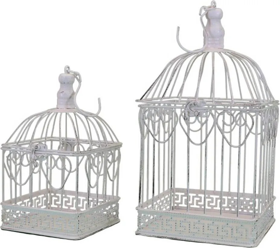 SAMUEL - set di 2 gabbie rettangolari stile provenzale in ferro verniciato