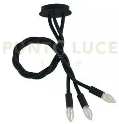 Plafoniera lover nera 3 luci attacco e14 15x15x100cm in metallo e s...