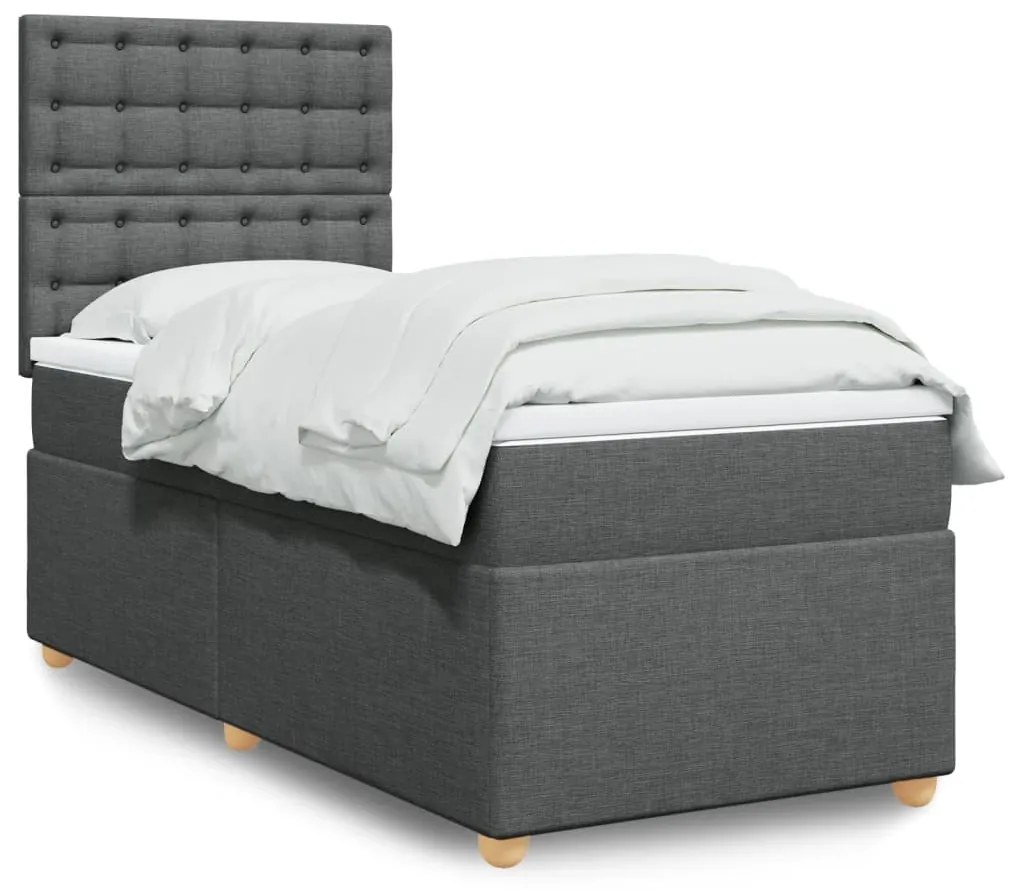 Giroletto A Molle Con Materasso Grigio Scuro 100x200 Cm Tessuto /