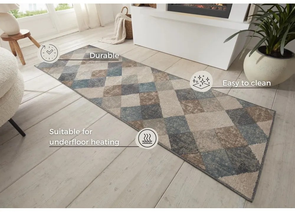 Passatoia blu/beige 80x200 cm Terrain – Hanse Home