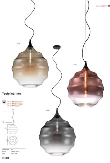 Redo 01-1844 - Lampadario a sospensione con filo SLAG 1xE27/42W/230V diametro 40 cm beige