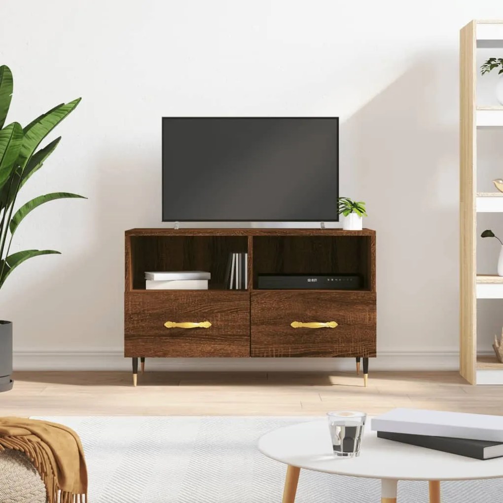 Mobile porta tv rovere marrone 80x36x50 cm in legno multistrato