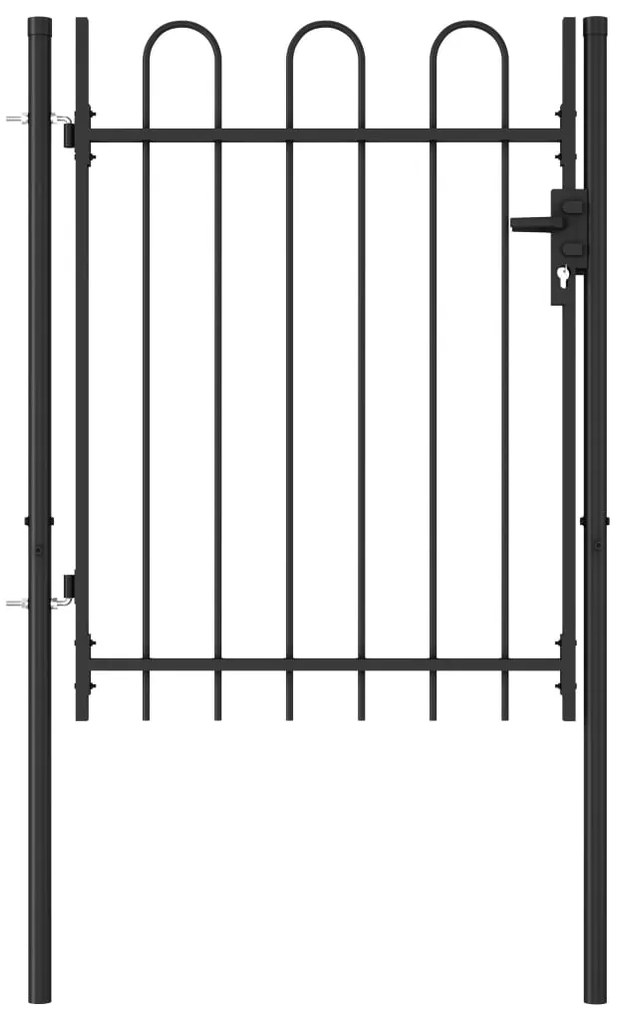 Cancello A Singola Anta Con Archi İn Acciaio 1x1,2m Nero /