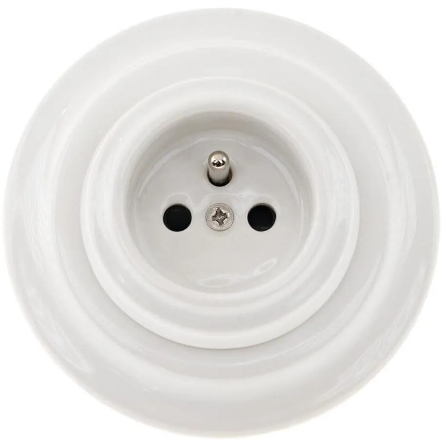 Bohemia-Design - Presa domestica in porcellana in stile retrò con placca 250V/16A bianca