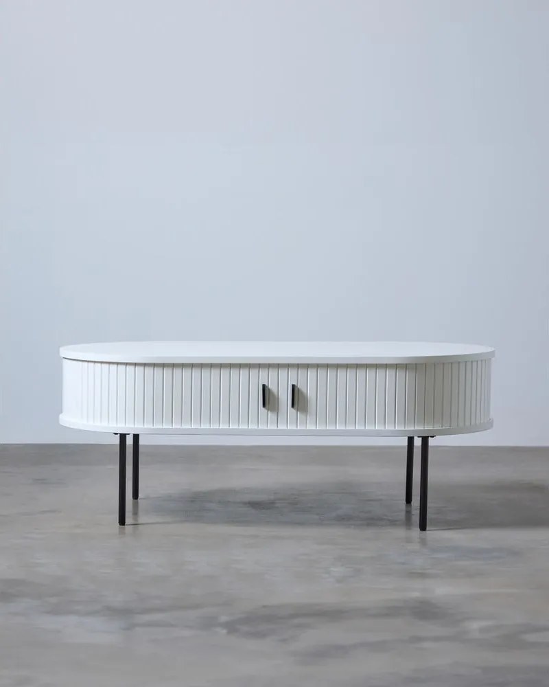 Tavolino da salotto bianco effetto rovere 60x120 cm Nola – Unique Furniture