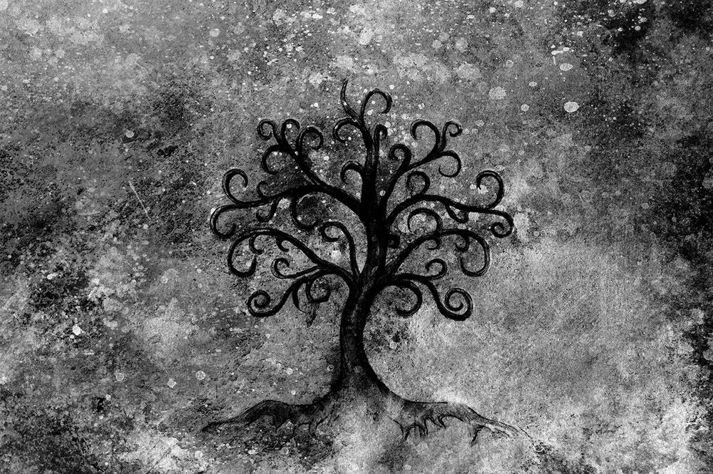 Carta da parati autoadesiva – Albero della vita in bianco e nero