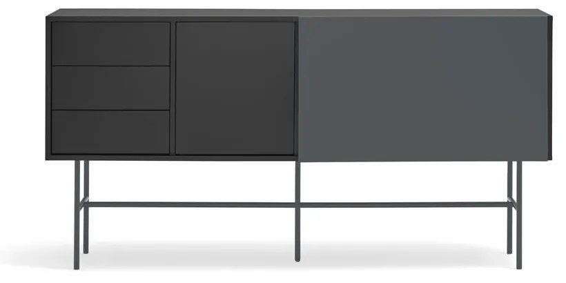 Cassettiera bassa nero-antracite con ante scorrevoli 180x91 cm Nube - Teulat