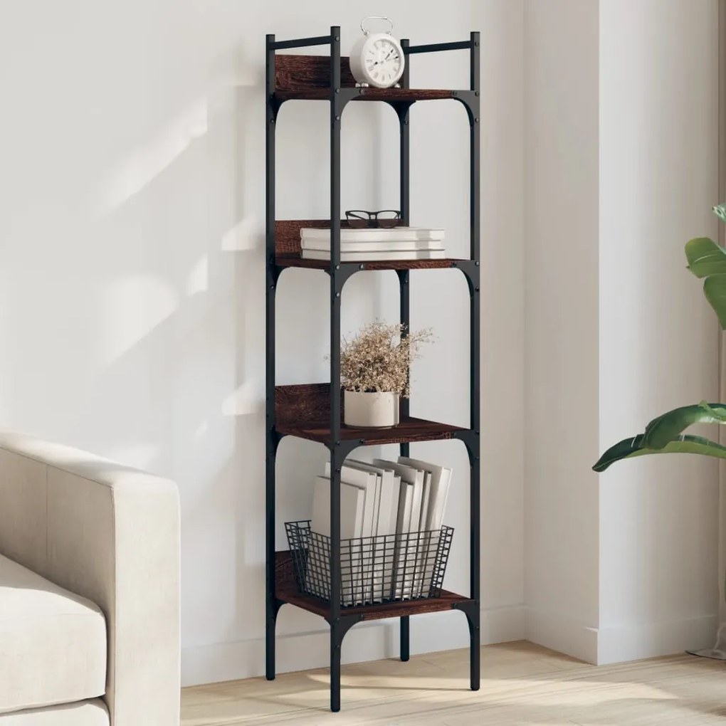 Libreria 4 Ripiani Rovere Marrone 35x30x138,5 Legno Multistrato /