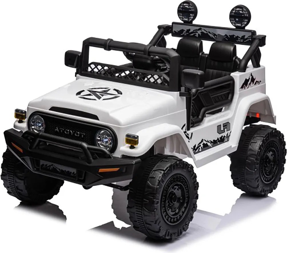 Macchina Elettrica per Bambini Fuoristrada Toyota Fj Cruiser 12V Telecomando Ruote in Gomma e Sedile in Pelle Bianco...