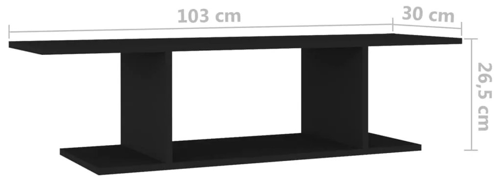 Mobile Porta TV a Parete Nero 103x30x26,5 cm