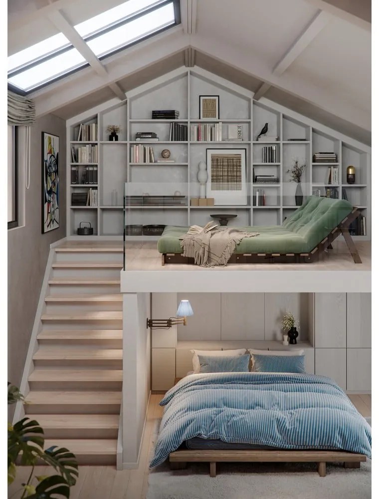 Divano greige allungabile con rivestimento in lino 140 cm Roots Carob – Karup Design