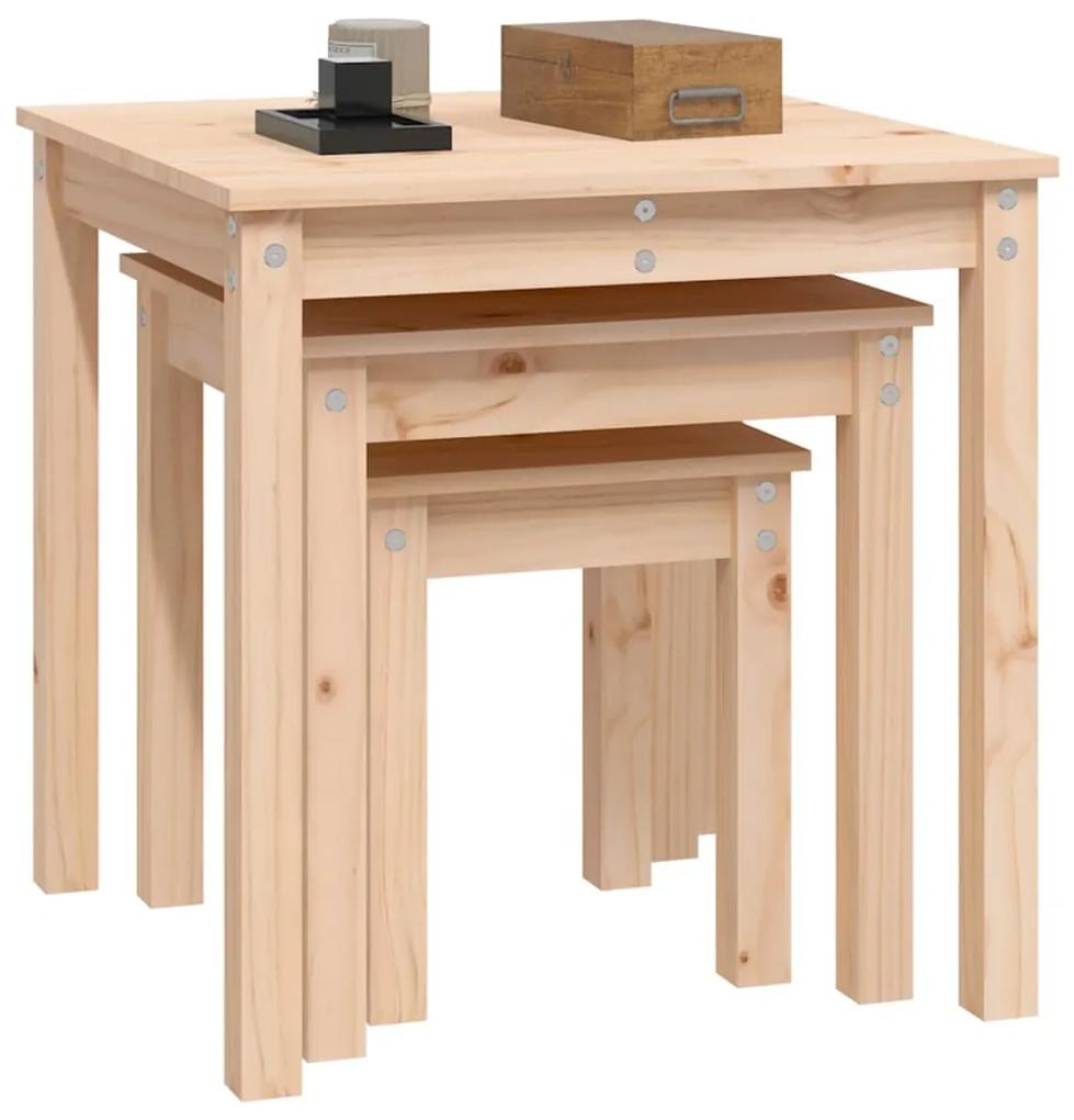 Tavolini a incastro 3 pz in legno massello di pino