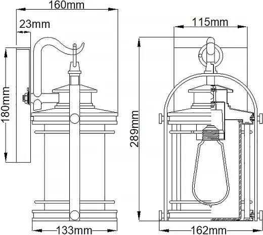 Quintiesse QN-BOOKER-S-IA - Lampada da parete per esterni BOOKER S 1xE27/60W/230V IP44 con finitura cromata