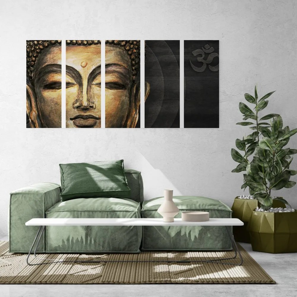 Quadri 5 pezzi – Volto di Buddha