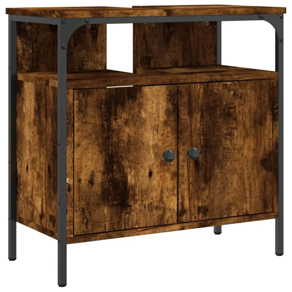 Mobile lavabo bagno rovere fumo 60x30x60 cm legno multistrato