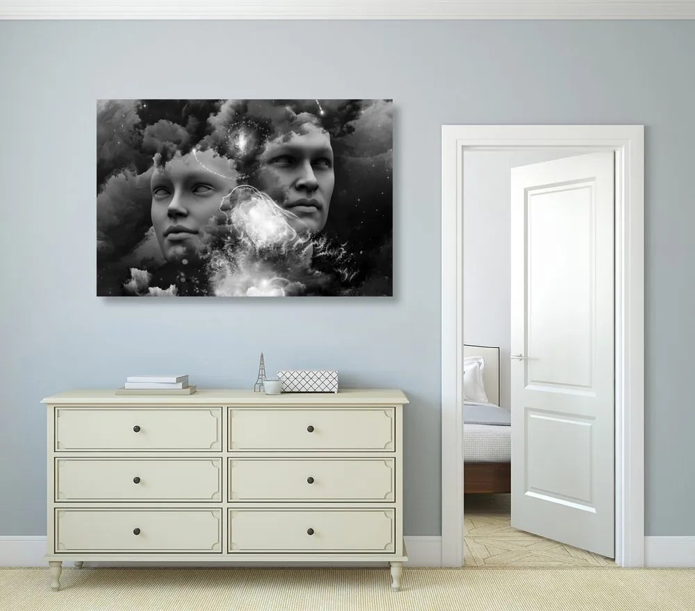 Quadro su tela – Mente virtuale in bianco e nero
