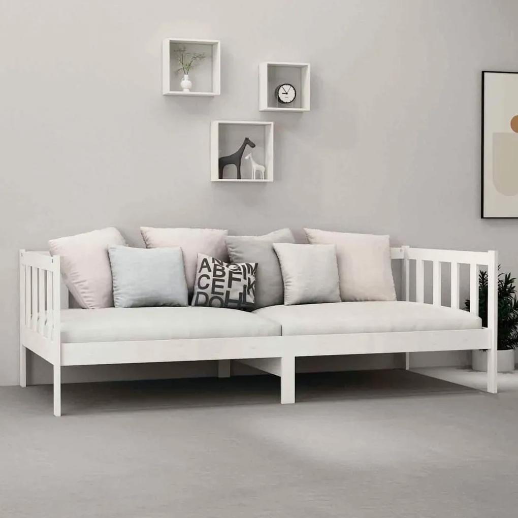 Divano letto con materasso 90x200 cm bianco in legno di pino