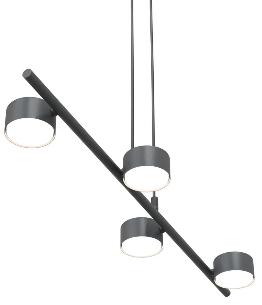 Lampadario Minimal Hermes Acciaio Nero 4 Luci Gx53 Ip20
