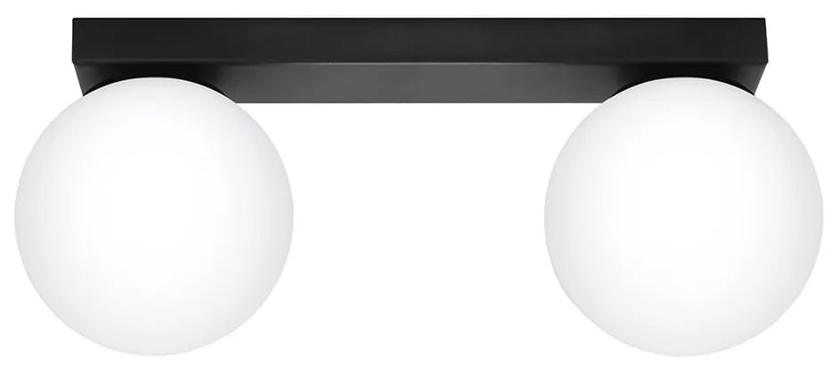 Lampada da soffitto nera con paralume in vetro ø 12 cm Umerta - Sollux