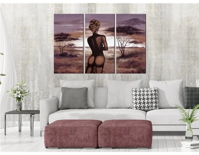 Quadro Without Shame (3 Parts)  Colore Viola, Dimensioni e Misure 120x80