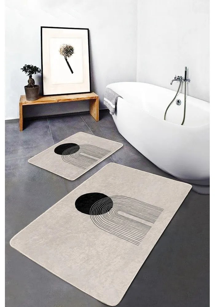 Tappeti da bagno beige in set da 2 100x60 cm - Minimalist Home World