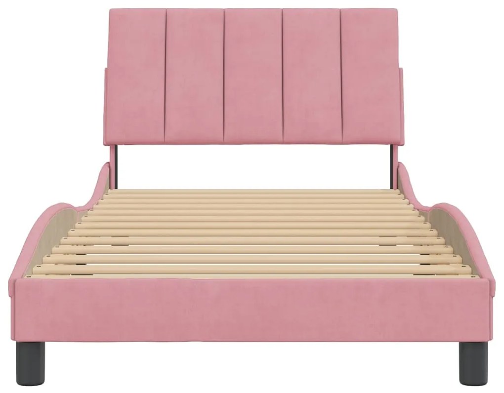 Giroletto con testiera rosa 100x200 cm in velluto
